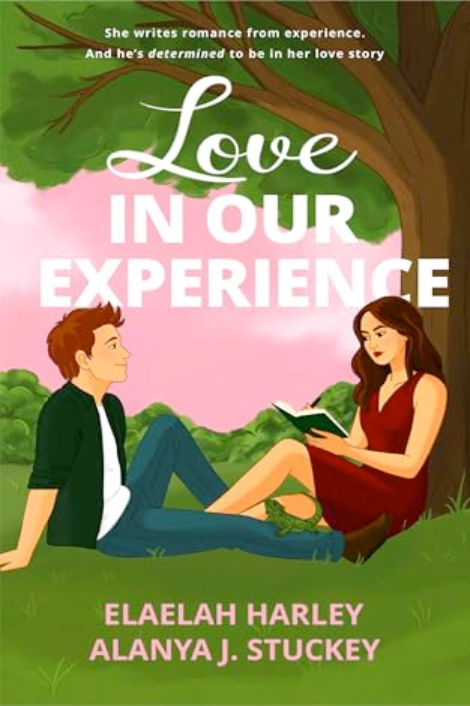 Book cover of 'Love in Our Experience' featuring two people under a tree.