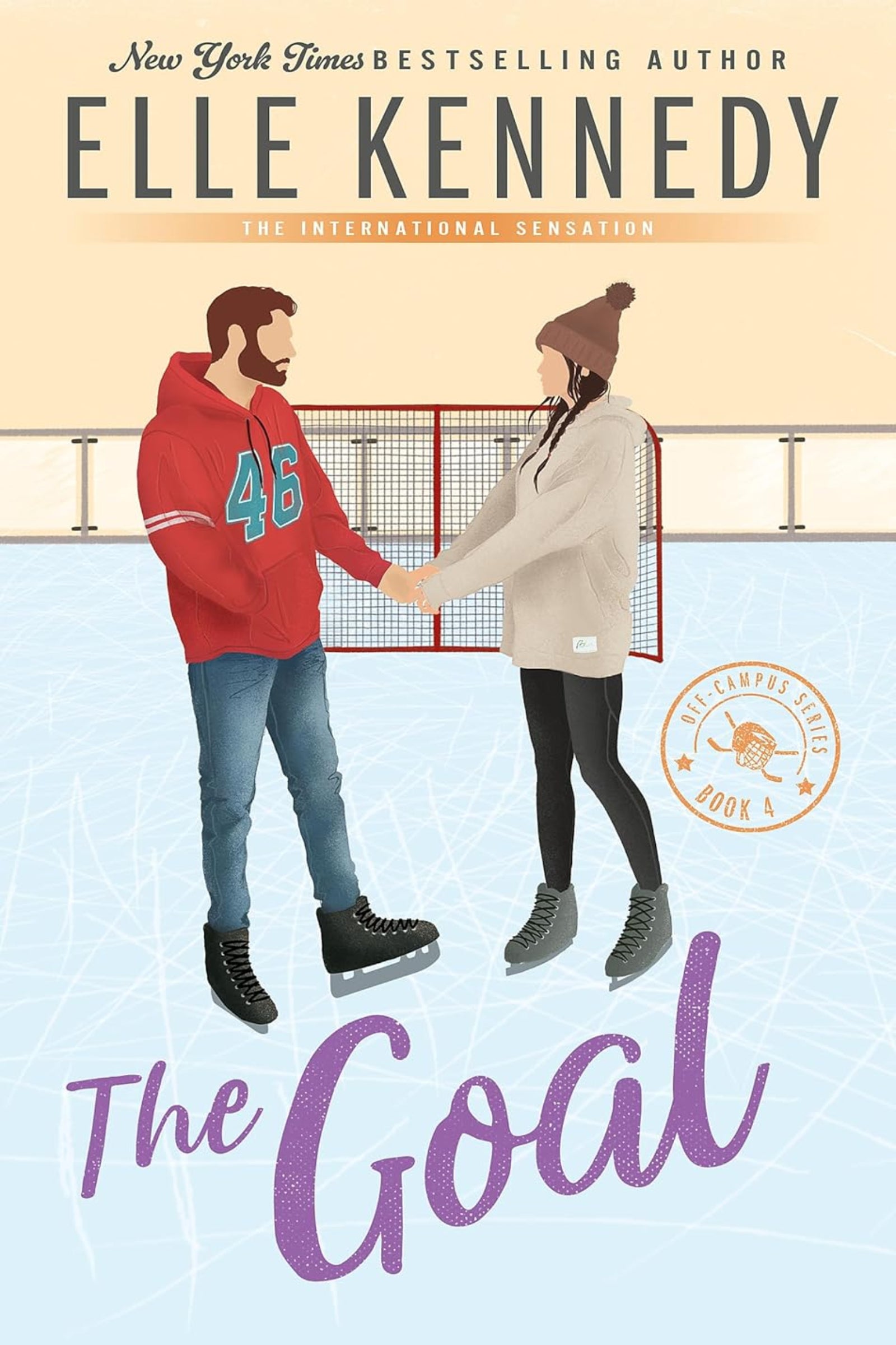 Book cover of 'The Goal' by Elle Kennedy featuring two people on an ice rink.
