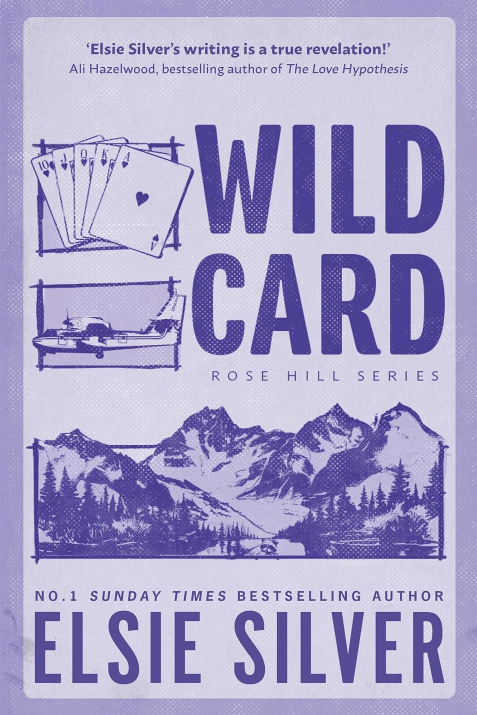 Book cover of 'Wild Card' by Elsie Silver with mountain and card design on a purple background